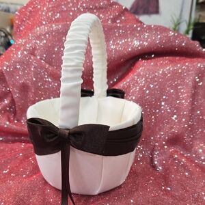 White and Brown Basket with Handle